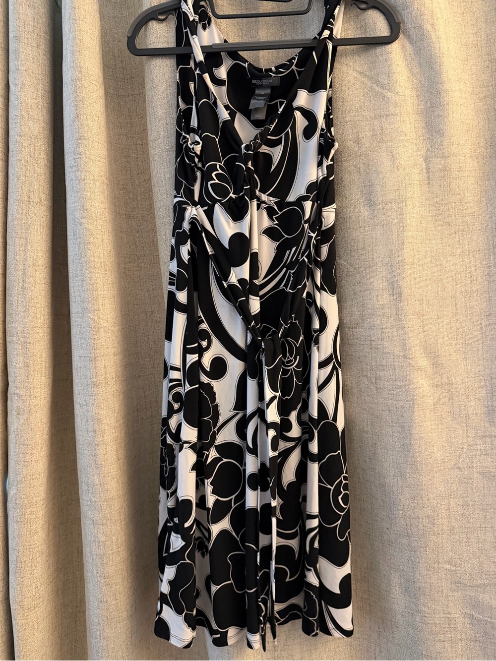 Bisou Bisou Black & White Floral Wrap Dress